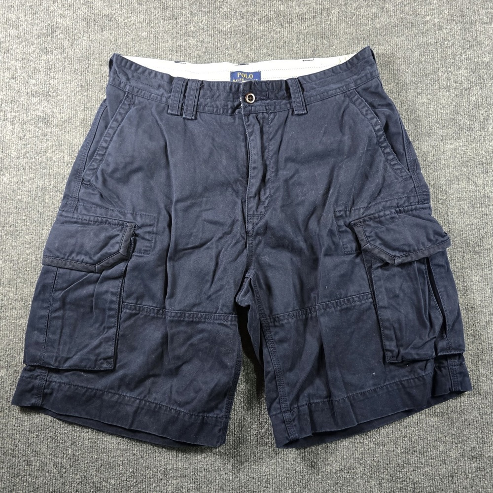 Polo Ralph Lauren Men's 34 Navy Blue Classic Cargo Chino Shorts Cotton Utility